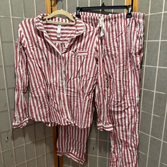 Women’s Striped Red and White Pajama Set - Picture 2 of 8